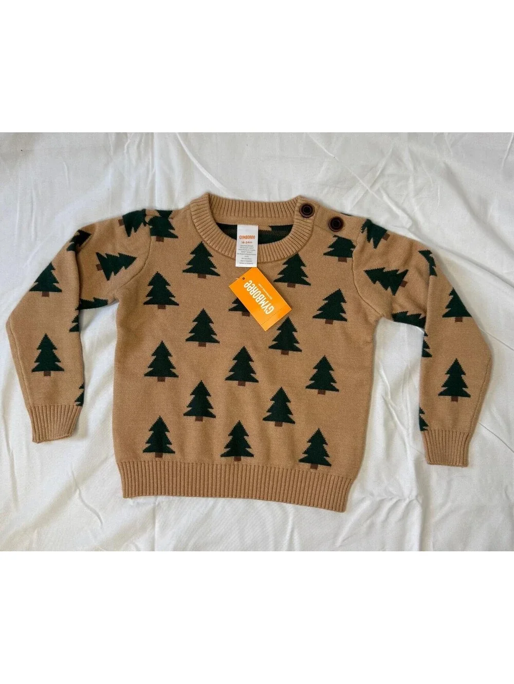 Gymboree Sweater Baby 18-24M Tan Green Christmas Tree Holiday NWT